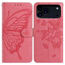  iPhone 17 Pro Fodral Med Fj&auml;ril Tryck Rosa - Teknikhallen.se