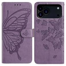  iPhone 17 Pro Fodral Med Fj&auml;ril Tryck Lila - Teknikhallen.se