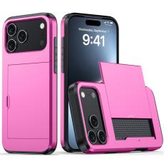  iPhone 17 Pro Max Skal Hybrid Med Kortfack Rosa - Teknikhallen.se