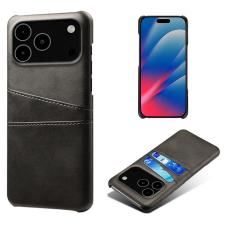  iPhone 17 Pro Max Skal Med Kortfack L&auml;der Svart - Teknikhallen.se