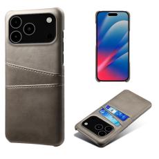  iPhone 17 Pro Max Skal Med Kortfack L&auml;der Gr&aring; - Teknikhallen.se