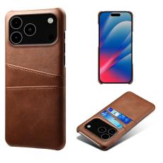  iPhone 17 Pro Max Skal Med Kortfack L&auml;der Brun - Teknikhallen.se