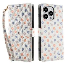  iPhone 16 Pro Max Fodral Rhombus L&auml;der Blommor Vit - Teknikhallen.se