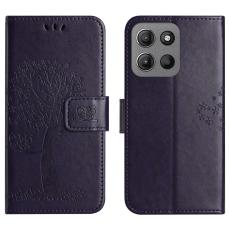  Motorola Moto G86 Power/G86 5G Fodral Tr&auml;d Tryck M&ouml;rk Lila - Teknikhallen.se
