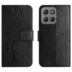  Motorola Moto G86 Power/G86 5G Fodral Tr&auml;d Tryck Svart - Teknikhallen.se