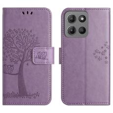  Motorola Moto G86 Power/G86 5G Fodral Tr&auml;d Tryck Lila - Teknikhallen.se