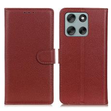  Motorola Moto G56 5G Fodral Litchi L&auml;der Brun - Teknikhallen.se
