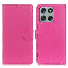  Motorola Moto G56 5G Fodral Litchi L&auml;der Rosa - Teknikhallen.se