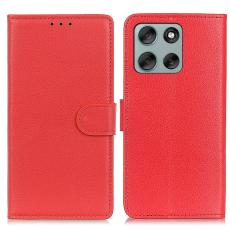  Motorola Moto G56 5G Fodral Litchi L&auml;der R&ouml;d - Teknikhallen.se