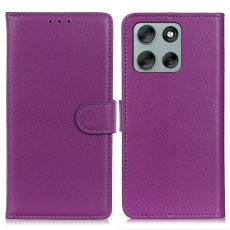  Motorola Moto G56 5G Fodral Litchi L&auml;der Lila - Teknikhallen.se