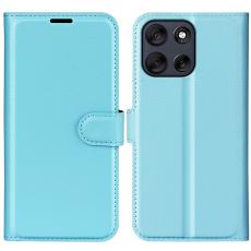  Motorola Moto G56 5G Fodral Litchi L&auml;der Bl&aring; - Teknikhallen.se