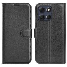  Motorola Moto G86 5G Fodral Litchi L&auml;der Svart - Teknikhallen.se