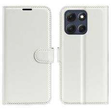  Motorola Moto G86 5G Fodral Litchi L&auml;der Vit - Teknikhallen.se
