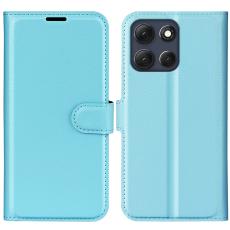  Motorola Moto G86 5G Fodral Litchi L&auml;der Bl&aring; - Teknikhallen.se