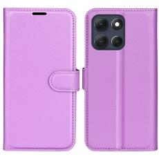  Motorola Moto G86 5G Fodral Litchi L&auml;der Lila - Teknikhallen.se