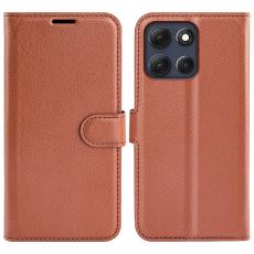  Motorola Moto G86 5G Fodral Litchi L&auml;der Brun - Teknikhallen.se
