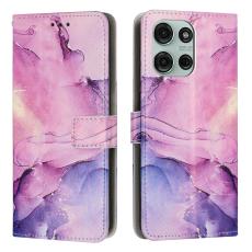  Motorola Moto G86 Power / G86 5G Fodral L&auml;der Marmor Lila - Teknikhallen.se