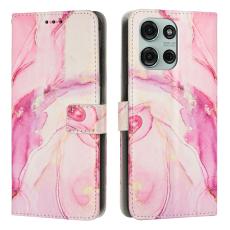  Motorola Moto G86 Power / G86 5G Fodral L&auml;der Marmor Rosa - Teknikhallen.se