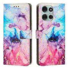  Motorola Moto G86 Power/G86 5G Fodral L&auml;der Marmor Rosa/Lila - Teknikhallen.se
