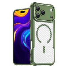  iPhone 17 Pro Max Skal MagSafe Kolfiber Textur Gr&ouml;n - Teknikhallen.se