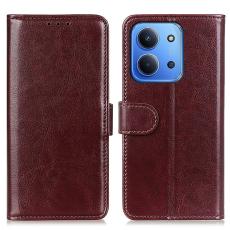  Xiaomi Redmi 15C Fodral Crazy Horse L&auml;der Brun - Teknikhallen.se
