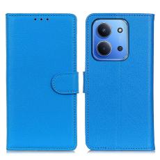  Xiaomi Redmi 15C Fodral Litchi L&auml;der Bl&aring; - Teknikhallen.se