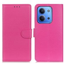  Xiaomi Redmi 15C Fodral Litchi L&auml;der Rosa - Teknikhallen.se