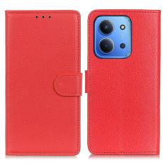  Xiaomi Redmi 15C Fodral Litchi L&auml;der R&ouml;d - Teknikhallen.se