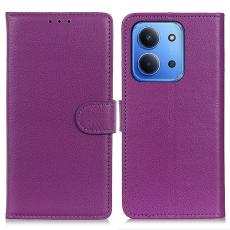  Xiaomi Redmi 15C Fodral Litchi L&auml;der Lila - Teknikhallen.se