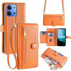  Xiaomi Redmi 15C Fodral L&auml;der Multifunktionellt Orange - Teknikhallen.se