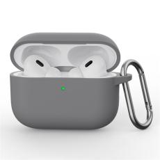  AirPods Pro 3 Skal Med Karbinhake Silikon Gr&aring; - Teknikhallen.se