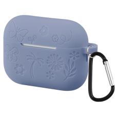  AirPods Pro 3 Skal Med Blommigt Tryck Silikon Lavendel Gr&aring; - Teknikhallen.se