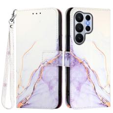  Samsung Galaxy S26 Ultra Fodral L&auml;der Marmor Vit / Lila - Teknikhallen.se