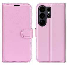  Samsung Galaxy S26 Ultra Fodral Litchi L&auml;der Ljus Rosa - Teknikhallen.se