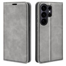 Samsung Galaxy S26 Ultra Fodral Flip Skin Touch L&auml;der Gr&aring; - Teknikhallen.se