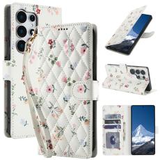  Samsung Galaxy S26 Ultra Fodral Rhombus L&auml;der Blommor Vit - Teknikhallen.se