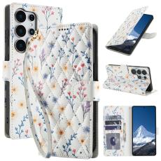  Samsung Galaxy S26 Ultra Fodral Rhombus L&auml;der Blommor Vit - Teknikhallen.se