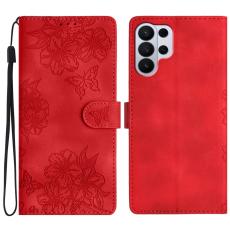  Samsung Galaxy S26 Ultra Fodral Med Blommigt Tryck L&auml;der R&ouml;d - Teknikhallen.se