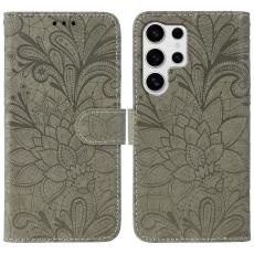  Samsung Galaxy S26 Ultra Fodral Med Blommigt Tryck Gr&aring; - Teknikhallen.se