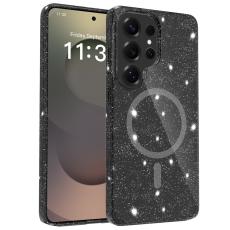  Samsung Galaxy S26 Ultra Skal MagSafe Glitter Svart - Teknikhallen.se