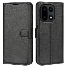  OnePlus 15 Fodral Litchi L&auml;der Svart - Teknikhallen.se