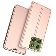  Motorola Edge 70 Fodral Flip L&auml;der Ros&eacute;guld - Teknikhallen.se