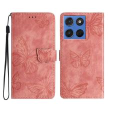  Motorola Edge 70 Fodral Med Fj&auml;ril Tryck Rosa - Teknikhallen.se