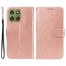 Motorola Edge 70 Fodral Med Fj&auml;ril Tryck Ros&eacute;guld - Teknikhallen.se