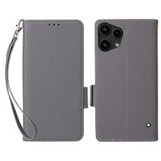  Nothing Phone 3a Lite Fodral Litchi L&auml;der Gr&aring; - Teknikhallen.se
