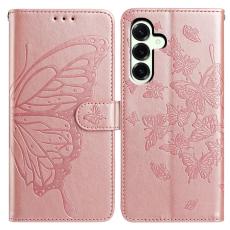  Samsung Galaxy A57 5G Fodral Med Fj&auml;ril Tryck Ros&eacute;guld - Teknikhallen.se