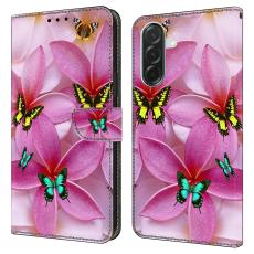  Samsung Galaxy A37 5G Fodral L&auml;der Blommor / Fj&auml;rilar - Teknikhallen.se
