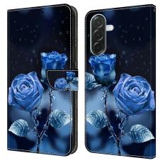  Samsung Galaxy A37 5G Fodral L&auml;der Bl&aring; Rosor - Teknikhallen.se