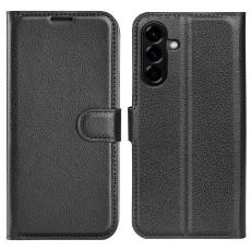  Samsung Galaxy A57 5G Fodral Litchi L&auml;der Svart - Teknikhallen.se