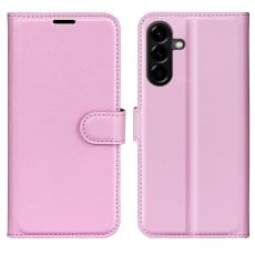  Samsung Galaxy A57 5G Fodral Litchi L&auml;der Ljus Rosa - Teknikhallen.se